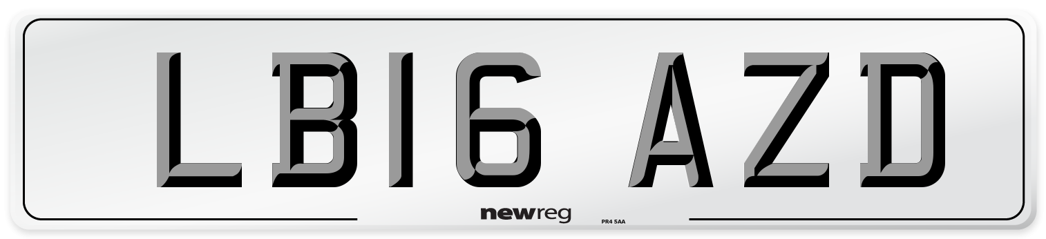 LB16 AZD Number Plate from New Reg